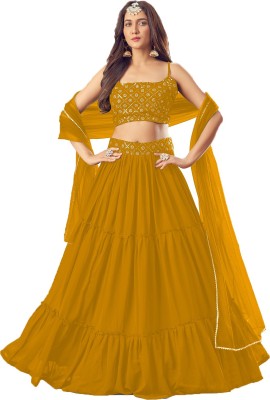 KAPANKU Self Design Semi Stitched Lehenga Choli(Yellow)