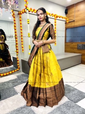 Payu Self Design Semi Stitched Lehenga Choli(Yellow)