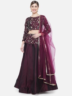 Divastri Self Design Semi Stitched Lehenga Choli(Purple)