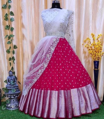 KASHTBHANJAN CRETION Self Design Semi Stitched Lehenga Choli(Pink)