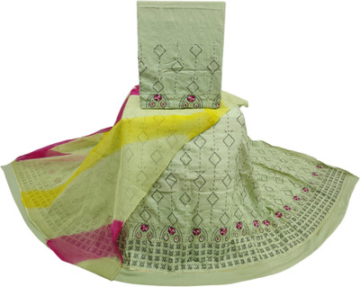 MANTUSHTI Embroidered Semi Stitched Rajasthani Poshak(Green)