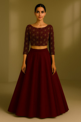 lazyandcrazy shop Self Design Semi Stitched Lehenga Choli(Maroon)