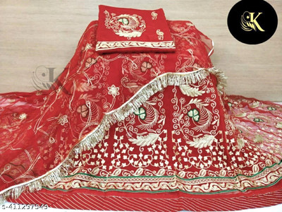 WOMENGIRLFASHION Embroidered Semi Stitched Rajasthani Poshak(Red)