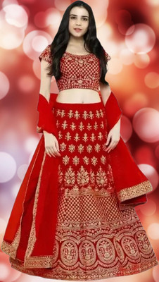 DATT ENTERPRISE Embroidered Semi Stitched Lehenga Choli(Red)