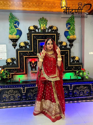 Bhawani Collection Embroidered Semi Stitched Lehenga Choli(Red)