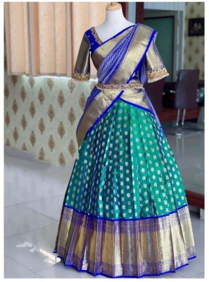 JAIMIT FASHION Embroidered, Printed Semi Stitched Lehenga Choli(Green, Blue)