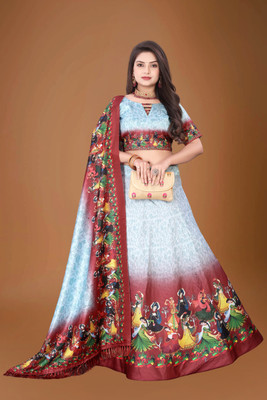 Hanumant Creation Digital Print Semi Stitched Lehenga Choli(Maroon)