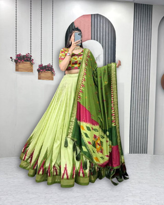 BLANKLOOK Printed Semi Stitched Lehenga Choli(Green)