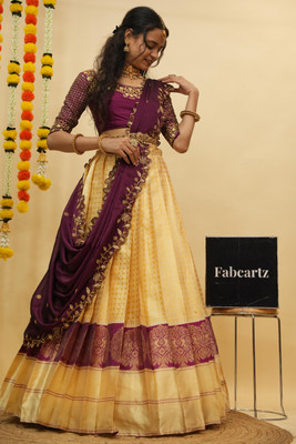 Fabcartz Self Design Semi Stitched Lehenga Choli(Purple)