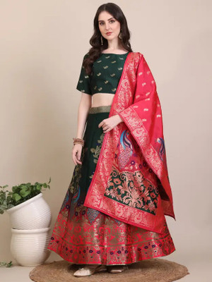SWAMI STUDIO Self Design Semi Stitched Lehenga Choli(Green)