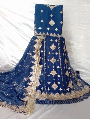 V And V Shop Embroidered Semi Stitched Rajasthani Poshak(Dark Blue)