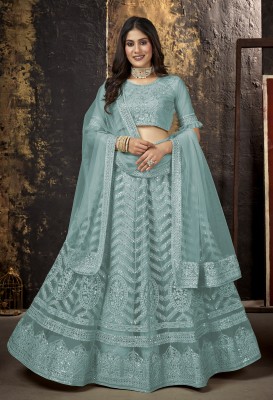 LIKCEK Embroidered Semi Stitched Lehenga Choli(Light Blue)