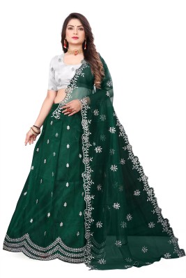 RUDKI ENTERPRISE Embroidered Semi Stitched Lehenga Choli(Green, White)