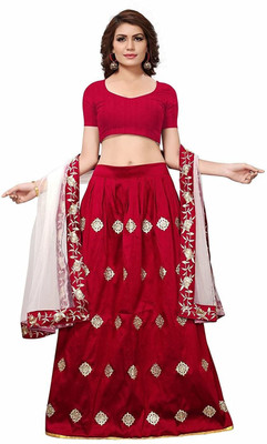 nv patel Embroidered Semi Stitched Lehenga Choli(Red)