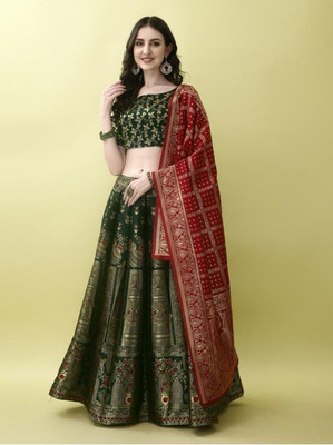 GRANTH MANIAFAB Self Design Semi Stitched Lehenga Choli(Light Green)