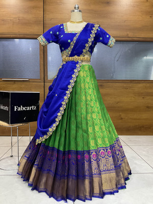 Fabcartz Printed Semi Stitched Lehenga Choli(Light Green)
