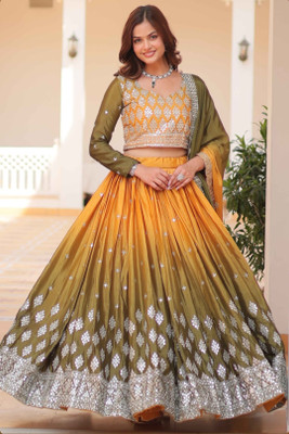 JD TRENDZ Embroidered Semi Stitched Lehenga Choli(Multicolor)