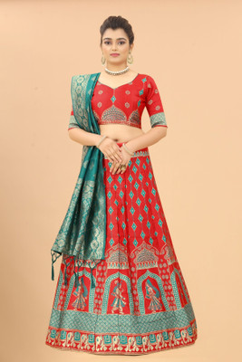 GEETABA FASHION Self Design Semi Stitched Lehenga Choli(Black)