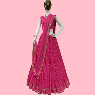 IYALAFAB Self Design Semi Stitched Lehenga Choli(Red)