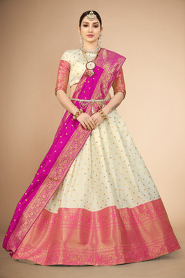 Sonu Creation Self Design Semi Stitched Lehenga Choli(Pink)