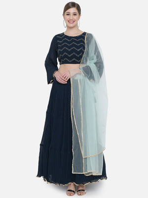 Divastri Self Design Semi Stitched Lehenga Choli(Blue)