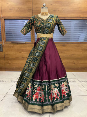 SHREE CREATION Self Design Semi Stitched Lehenga Choli(Purple)