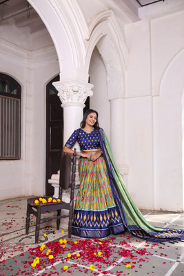 HOUSE OF COMMON Printed Semi Stitched Lehenga Choli(Multicolor)