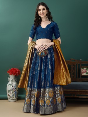 SWAMI STUDIO Digital Print Semi Stitched Lehenga Choli(Blue)