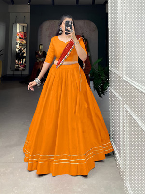 AAYUSHYAM ENTERPRISE Self Design Semi Stitched Lehenga Choli(Yellow)