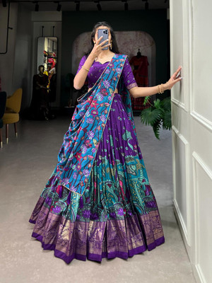 AAYUSHYAM ENTERPRISE Printed Semi Stitched Lehenga Choli(Purple)