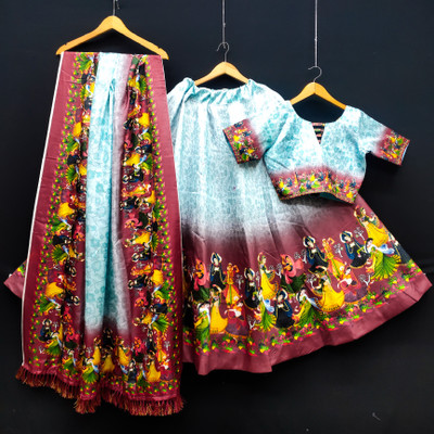 Hanumant Creation Embellished, Printed, Self Design, Digital Print Semi Stitched Lehenga Choli(Maroon)