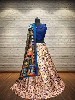 kaizen texo fab Digital Print Semi Stitched Lehenga Choli(Multicolor)