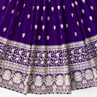 Aika Embroidered Semi Stitched Lehenga Choli(Purple)