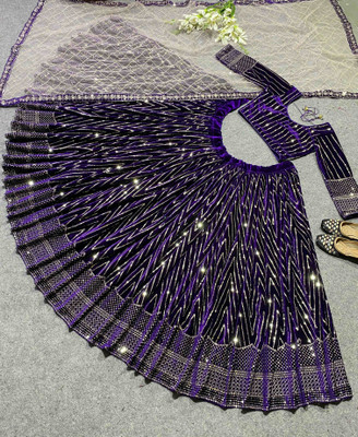 IYALAFAB Self Design Semi Stitched Lehenga Choli(Purple)