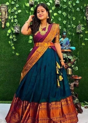 Harshiv Textile Embellished Semi Stitched Lehenga Choli(Multicolor)