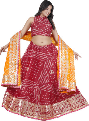 PAHNAVA Printed Semi Stitched Lehenga Choli(Multicolor)