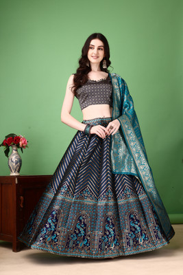 SWAMI STUDIO Printed Semi Stitched Lehenga Choli(Multicolor)
