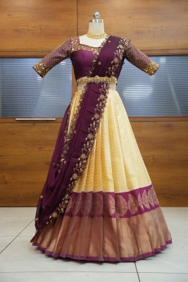 SHREE CREATION Self Design Semi Stitched Lehenga Choli(Purple)