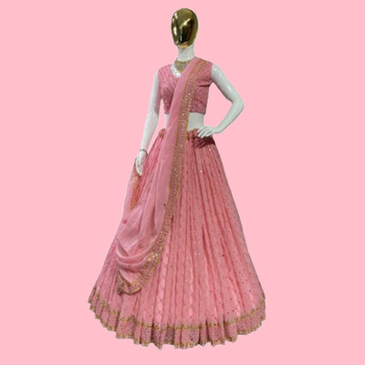HRMFAB Self Design Semi Stitched Lehenga Choli(Orange)