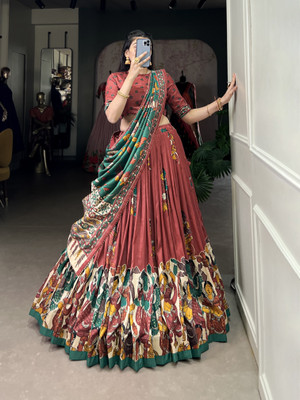NexusForceHub Floral Print, Printed Semi Stitched Lehenga Choli(Multicolor)
