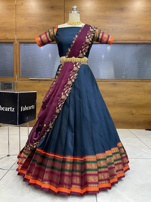 Sonu Creation Embroidered Semi Stitched Lehenga Choli(Light Blue)