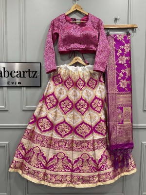 Fabcartz Self Design Semi Stitched Lehenga Choli(Pink)