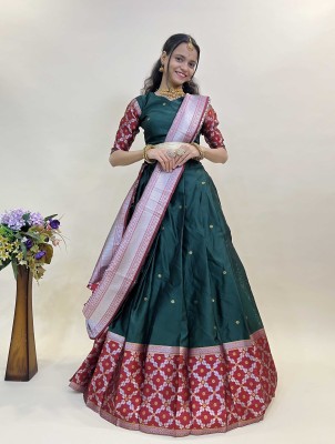 MR Y Self Design Semi Stitched Lehenga Choli(Dark Green)