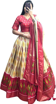 Ankit textile hub Polka Print Semi Stitched Lehenga Choli(Multicolor)