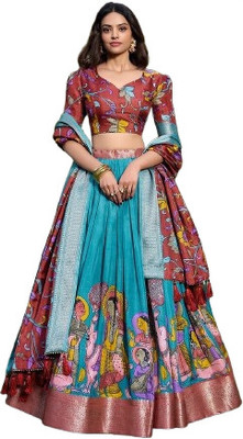 RADHVI BIZ Self Design Semi Stitched Lehenga Choli(Light Blue)