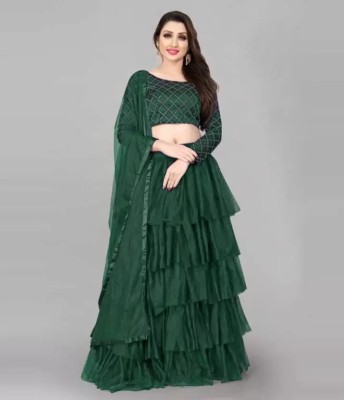 Roopvastra Self Design Semi Stitched Lehenga Choli(Green)