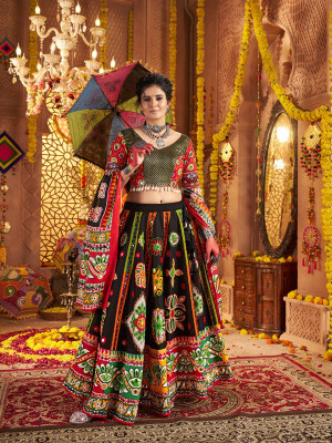 odette Embroidered, Embellished Semi Stitched Lehenga Choli(Multicolor)