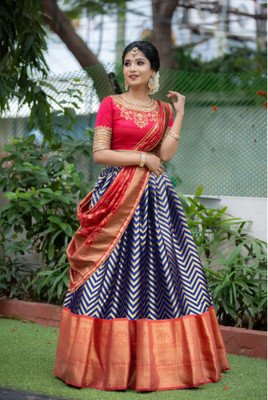 SHREE CREATION Woven Bollywood Art Silk Saree(Dark Blue)