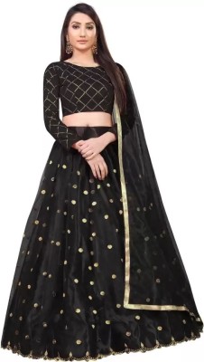 vajiba Self Design Semi Stitched Lehenga Choli(Black)