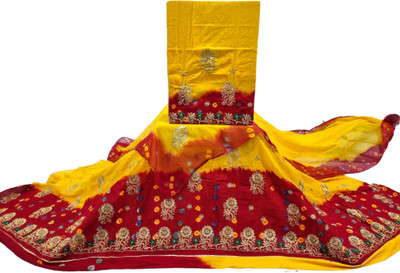Man Fashion Embroidered Semi Stitched Rajasthani Poshak(Yellow, Red)